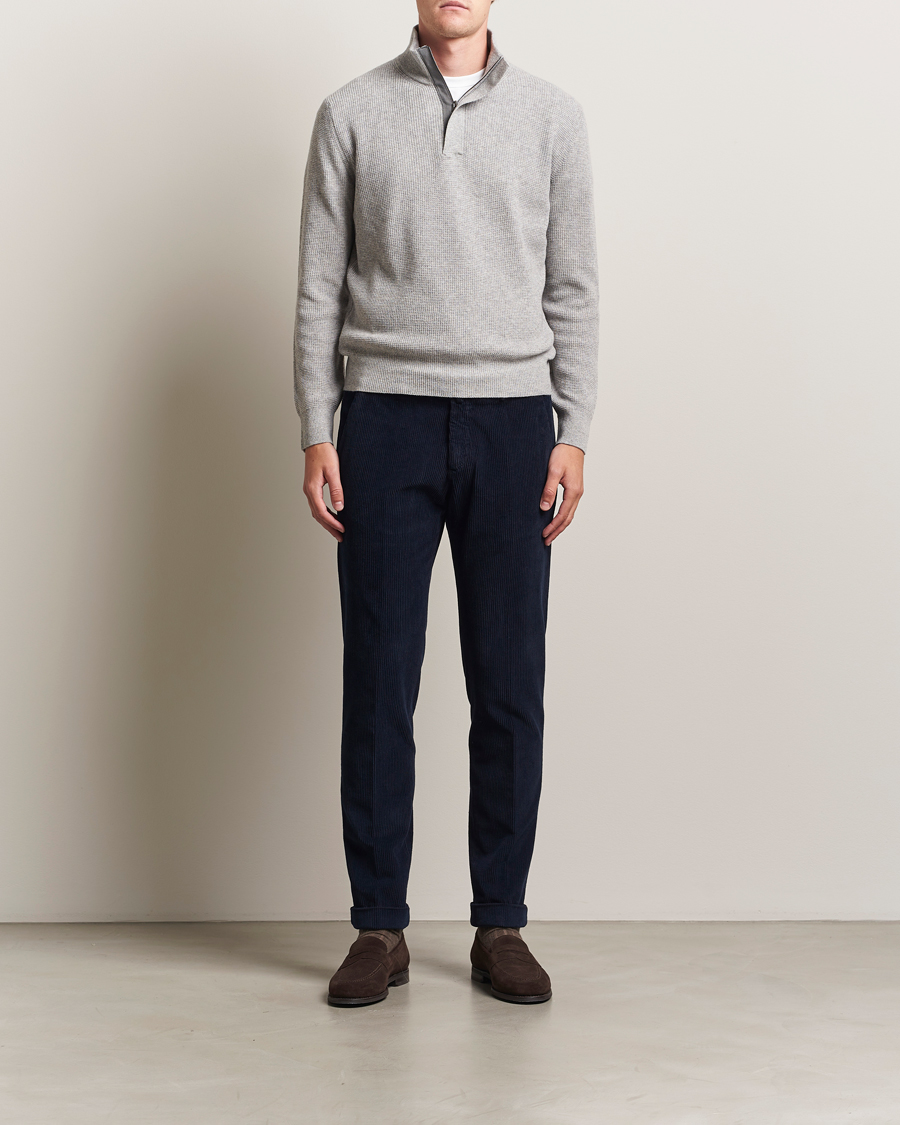 Herre | Trøjer | Canali | Wool/Cashmere Half Zip Light Grey