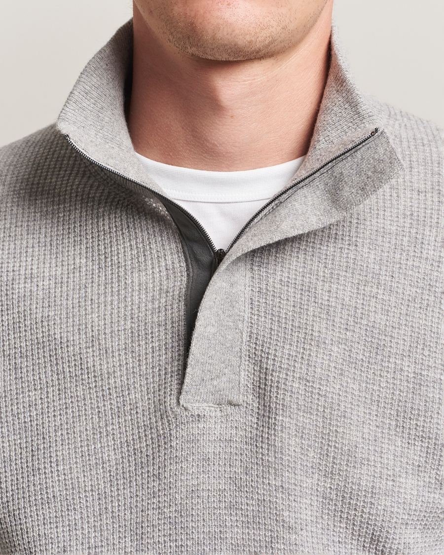 Herre | Trøjer | Canali | Wool/Cashmere Half Zip Light Grey