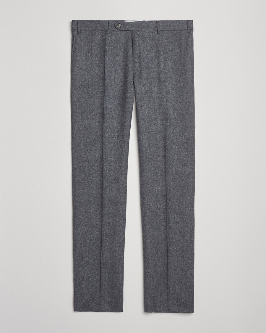 Herre | Bukser | Canali | Slim Fit Flannel Trousers Grey Melange