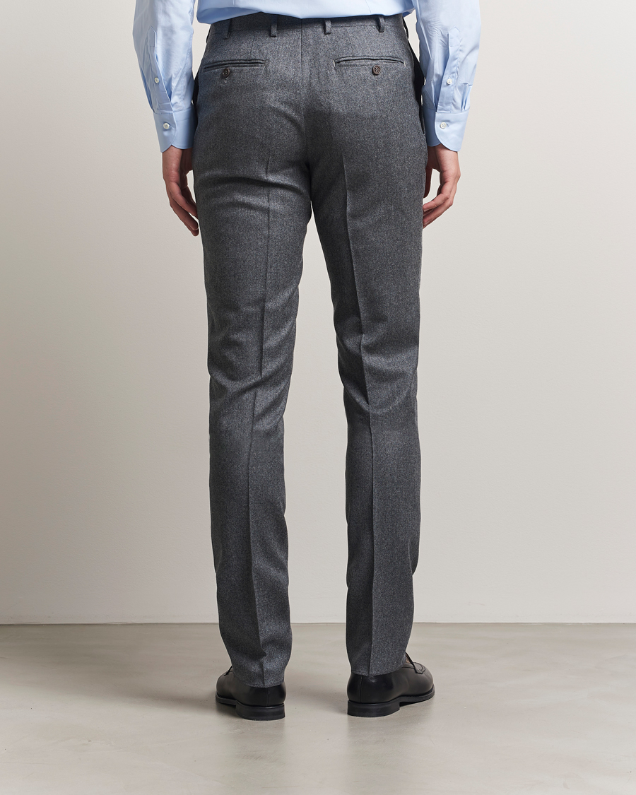 Herre | Bukser | Canali | Slim Fit Flannel Trousers Grey Melange