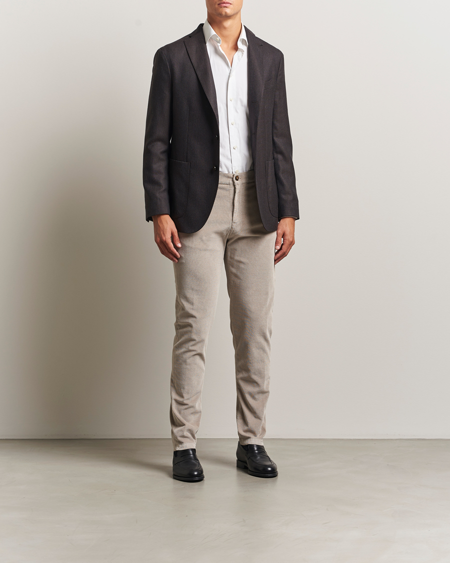 Herre | Bukser | Canali | Soft Corduroy Trousers Beige