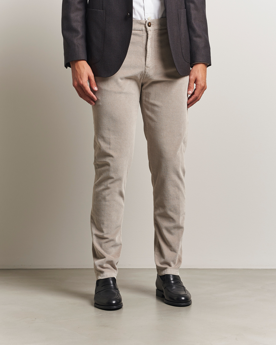 Herre | Bukser | Canali | Soft Corduroy Trousers Beige