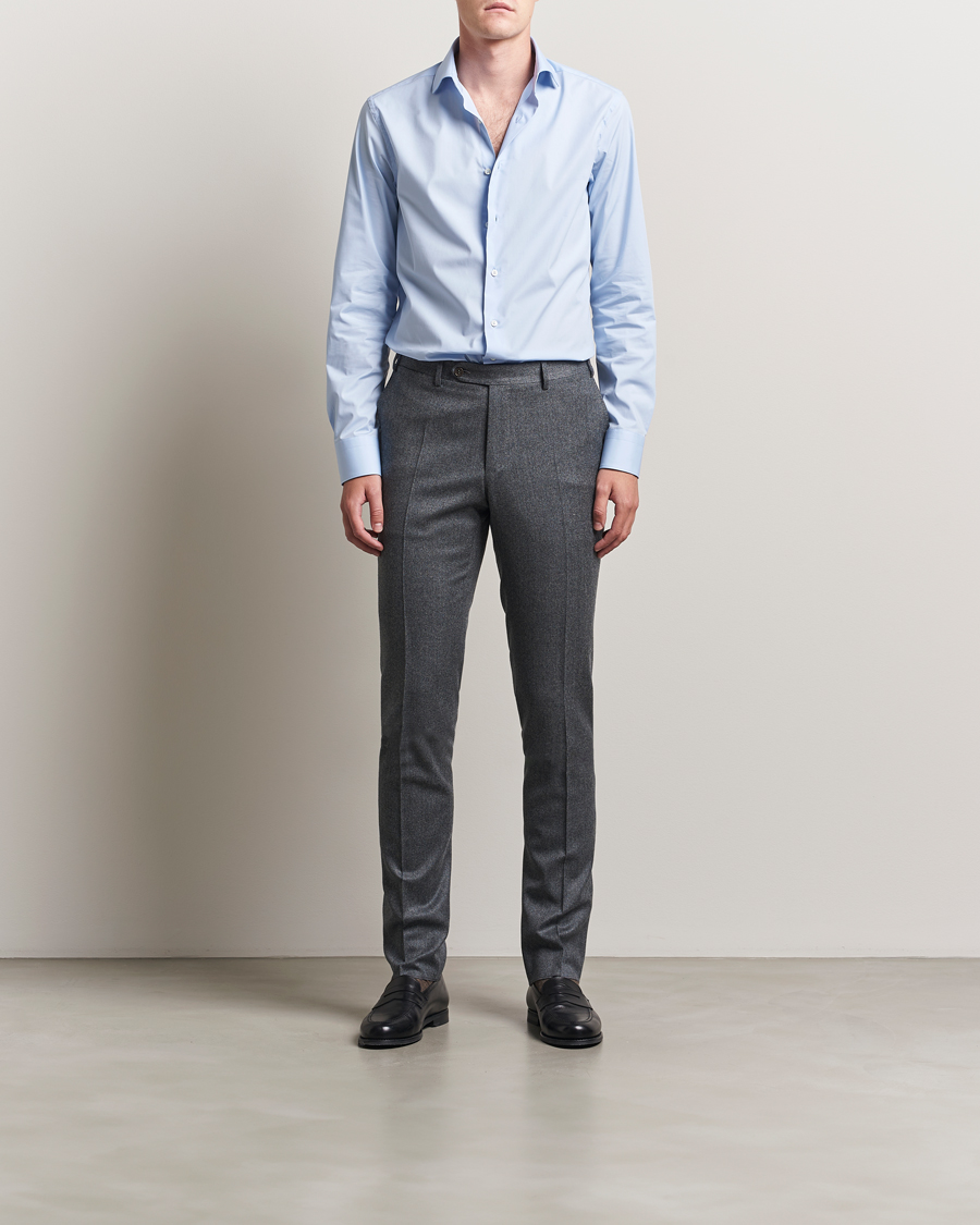 Herre | Skjorter | Canali | Slim Fit Cotton/Stretch Shirt Light Blue
