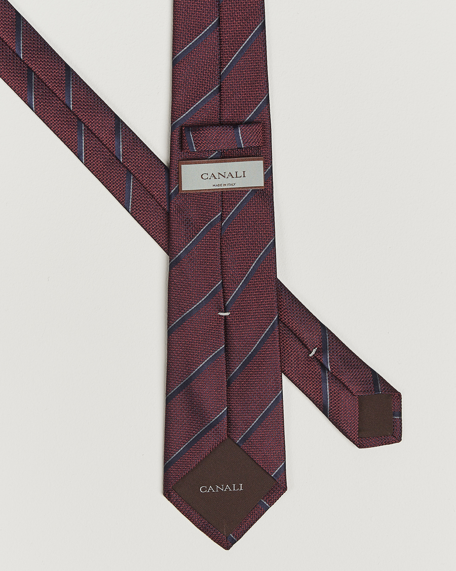 Herre | Slips | Canali | Regimental Stripe Silk Tie Burgundy/Navy