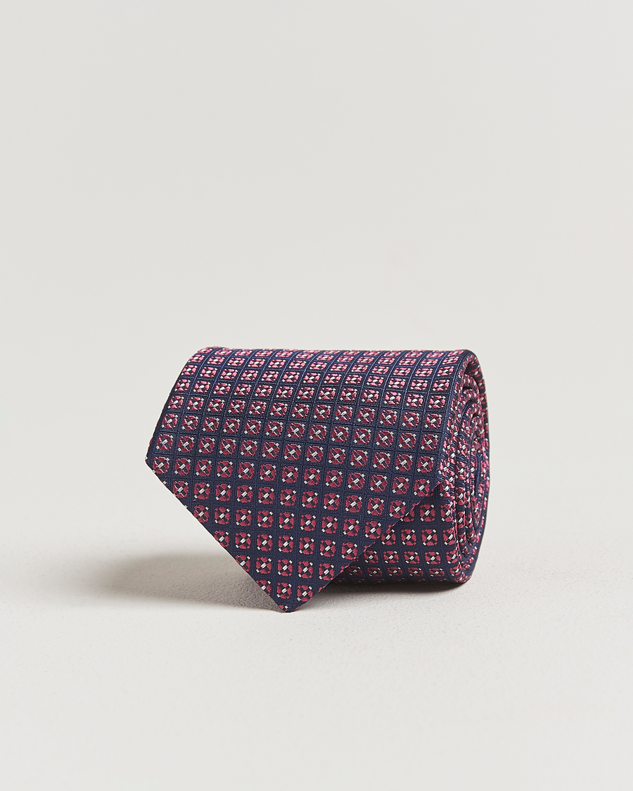 Herre | Slips | Canali | Jacquard Silk Tie Navy/Pink