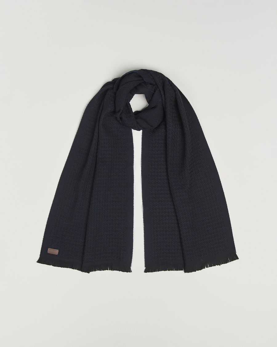 Herre | Tørklæde | Canali | Jacquard Wool Scarf Navy