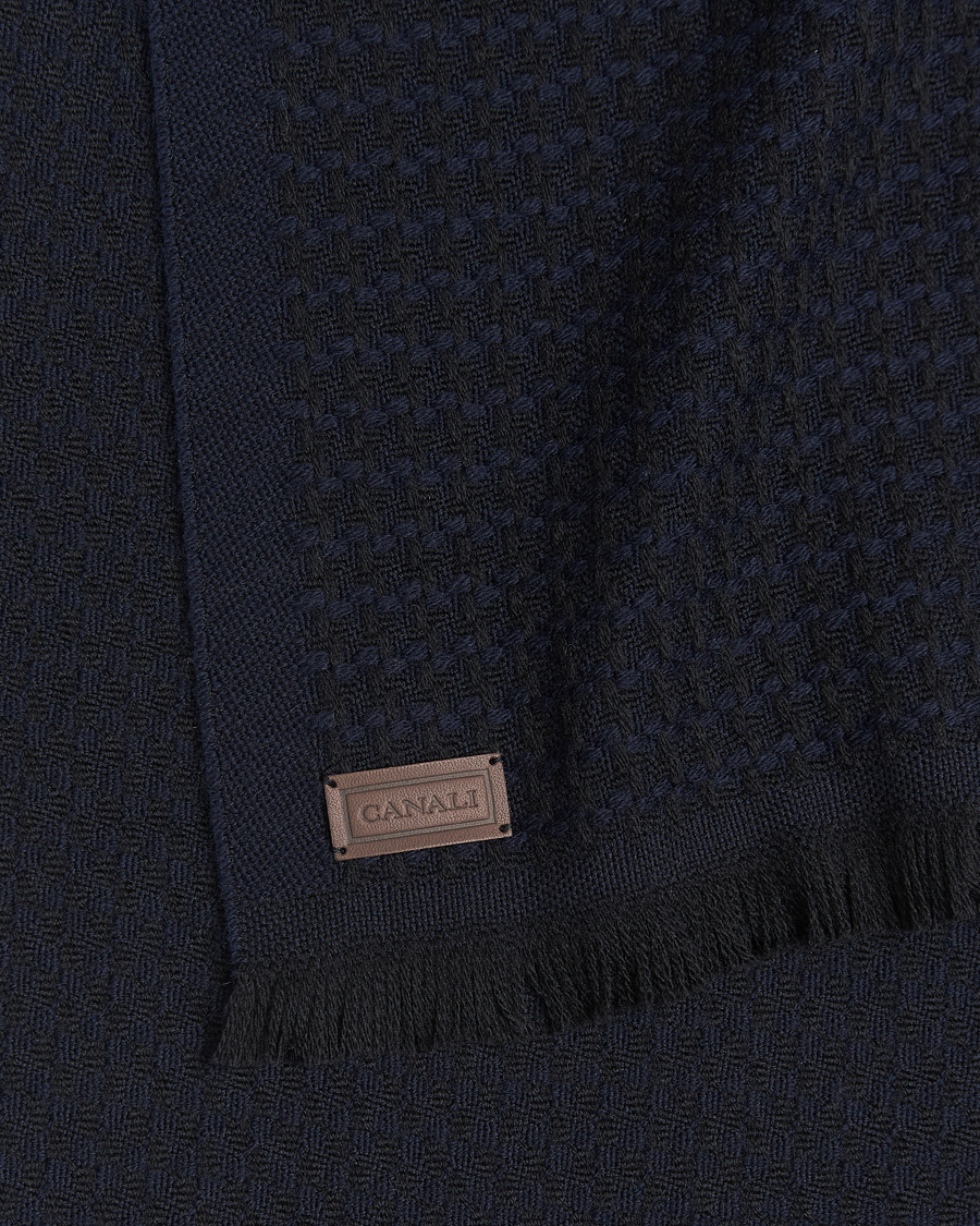 Herre | Tørklæde | Canali | Jacquard Wool Scarf Navy