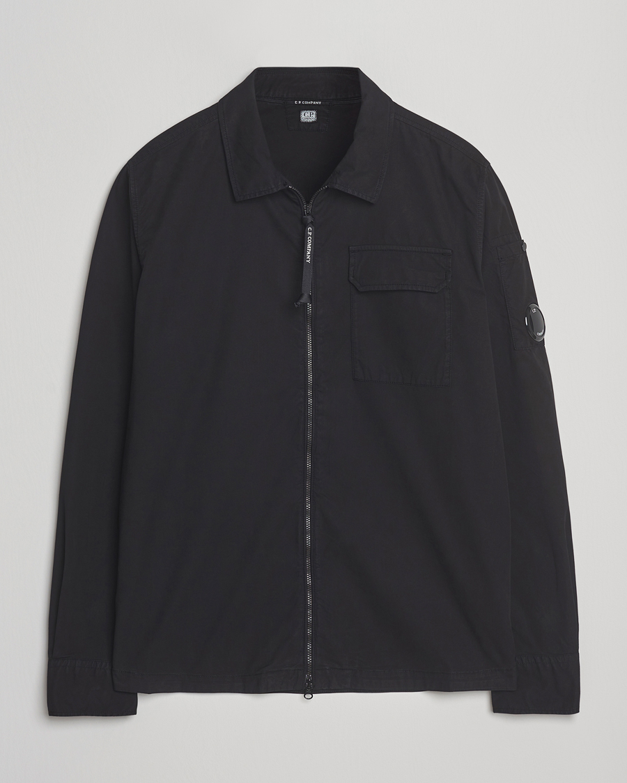 Herre | Skjorter | C.P. Company | Organic Cotton Gabardine Zip Overshirt Black