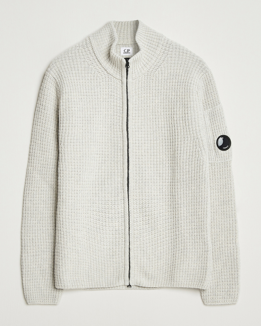 Herre | Trøjer | C.P. Company | Structure Lambswool Full Zip Grey