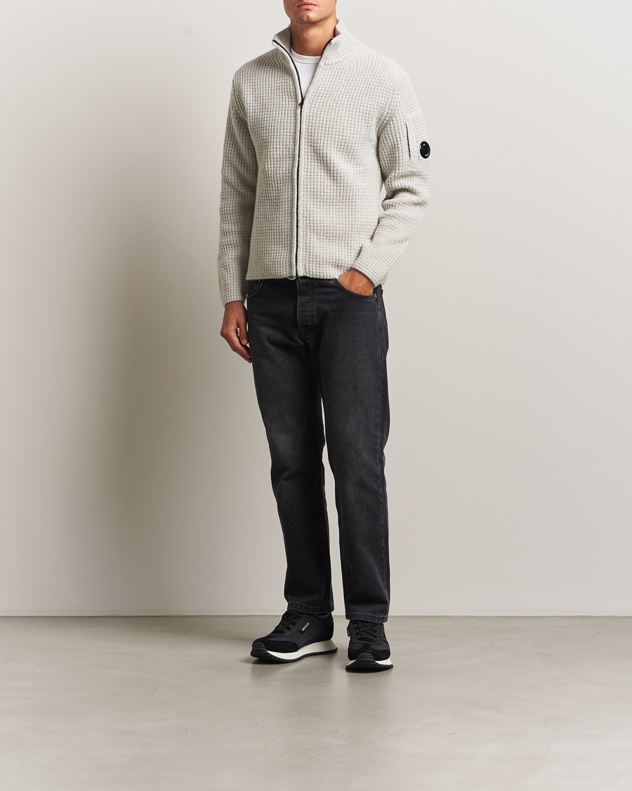 Herre | Trøjer | C.P. Company | Structure Lambswool Full Zip Grey