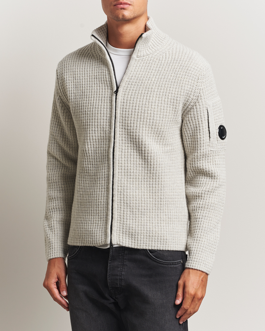 Herre | Trøjer | C.P. Company | Structure Lambswool Full Zip Grey