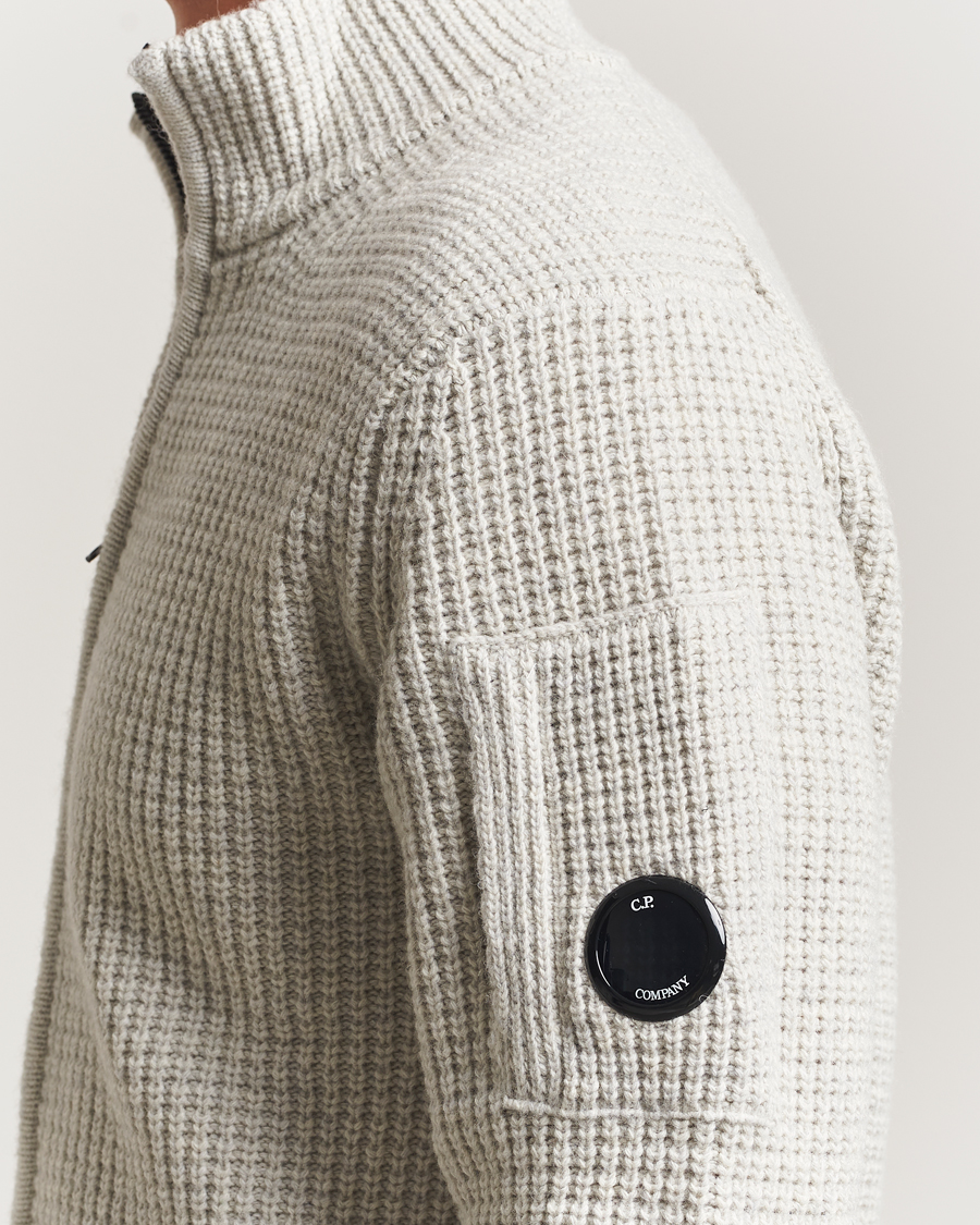 Herre | Trøjer | C.P. Company | Structure Lambswool Full Zip Grey