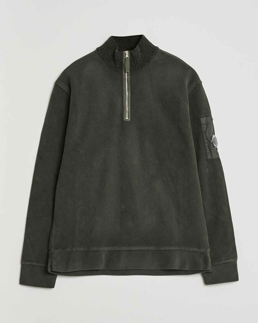 Herre | Trøjer | C.P. Company | Brushed Emerized Diagonal Fleece Half Zip Dark Green