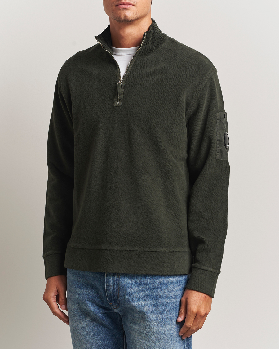 Herre | Trøjer | C.P. Company | Brushed Emerized Diagonal Fleece Half Zip Dark Green
