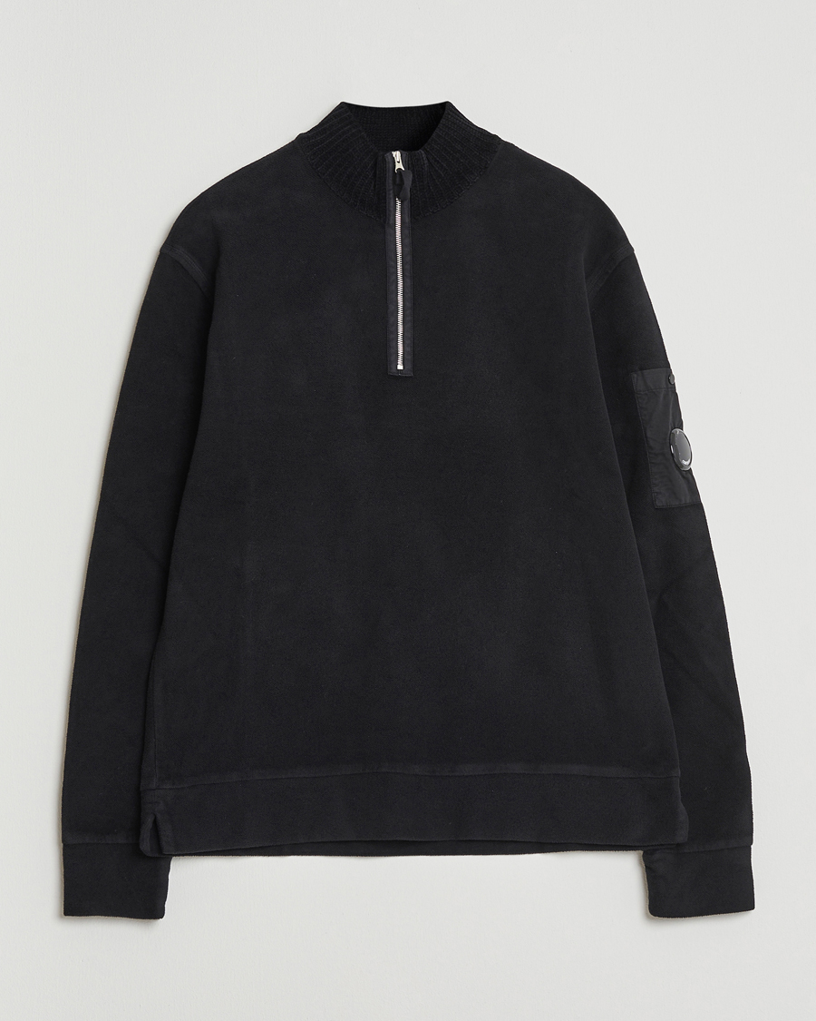 Herre | Trøjer | C.P. Company | Brushed Emerized Diagonal Fleece Half Zip Black