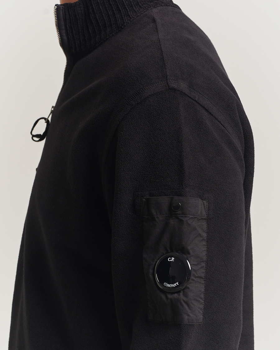 Herre | Trøjer | C.P. Company | Brushed Emerized Diagonal Fleece Half Zip Black