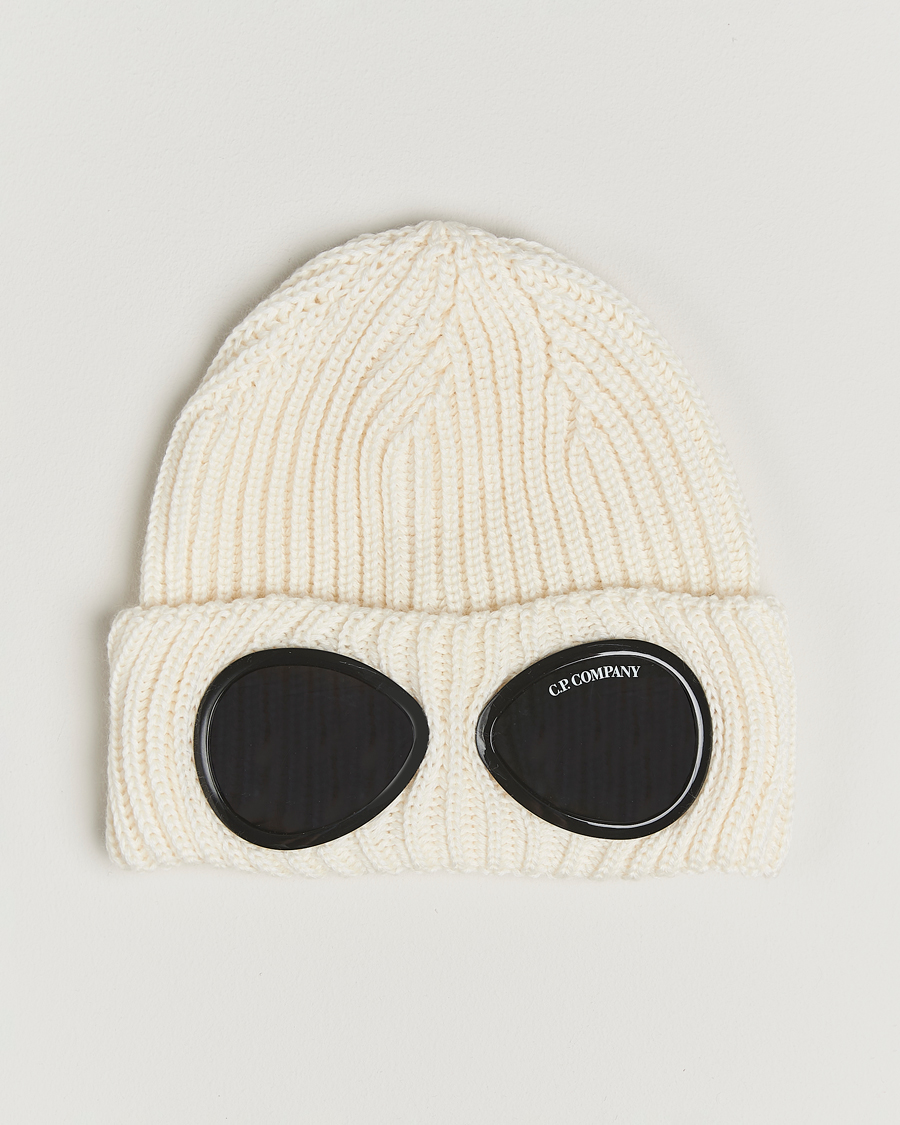 Herre | C.P. Company Knitted Merino Goggle Beanie White | C.P. Company | Knitted Merino Goggle Beanie White