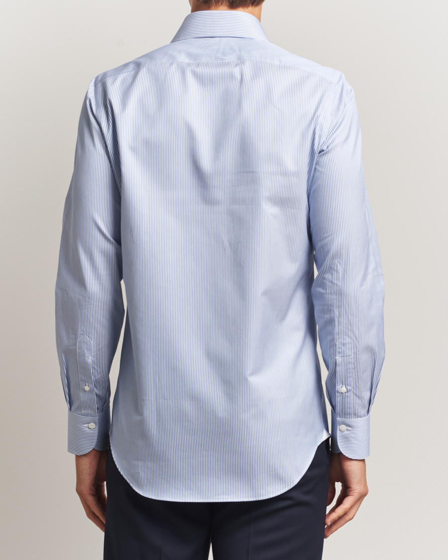 Herre | Skjorter | Finamore Napoli | Milano Slim Cotton Twill Shirt Blue Stripe