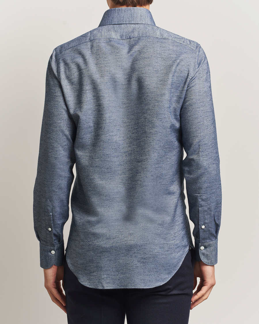 Herre | Skjorter | Finamore Napoli | Milano Slim Cashmere BD Shirt Dark Blue