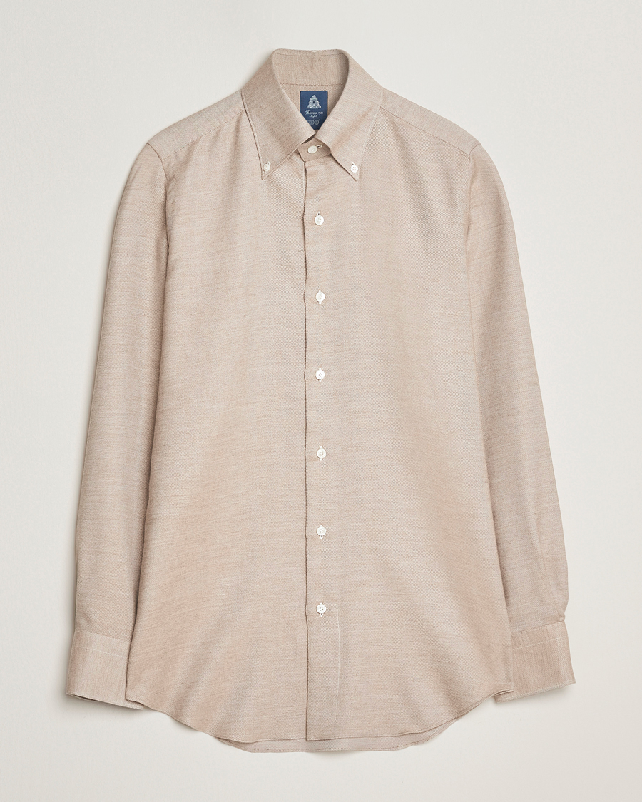 Herre | Skjorter | Finamore Napoli | Milano Slim Cashmere BD Shirt Beige