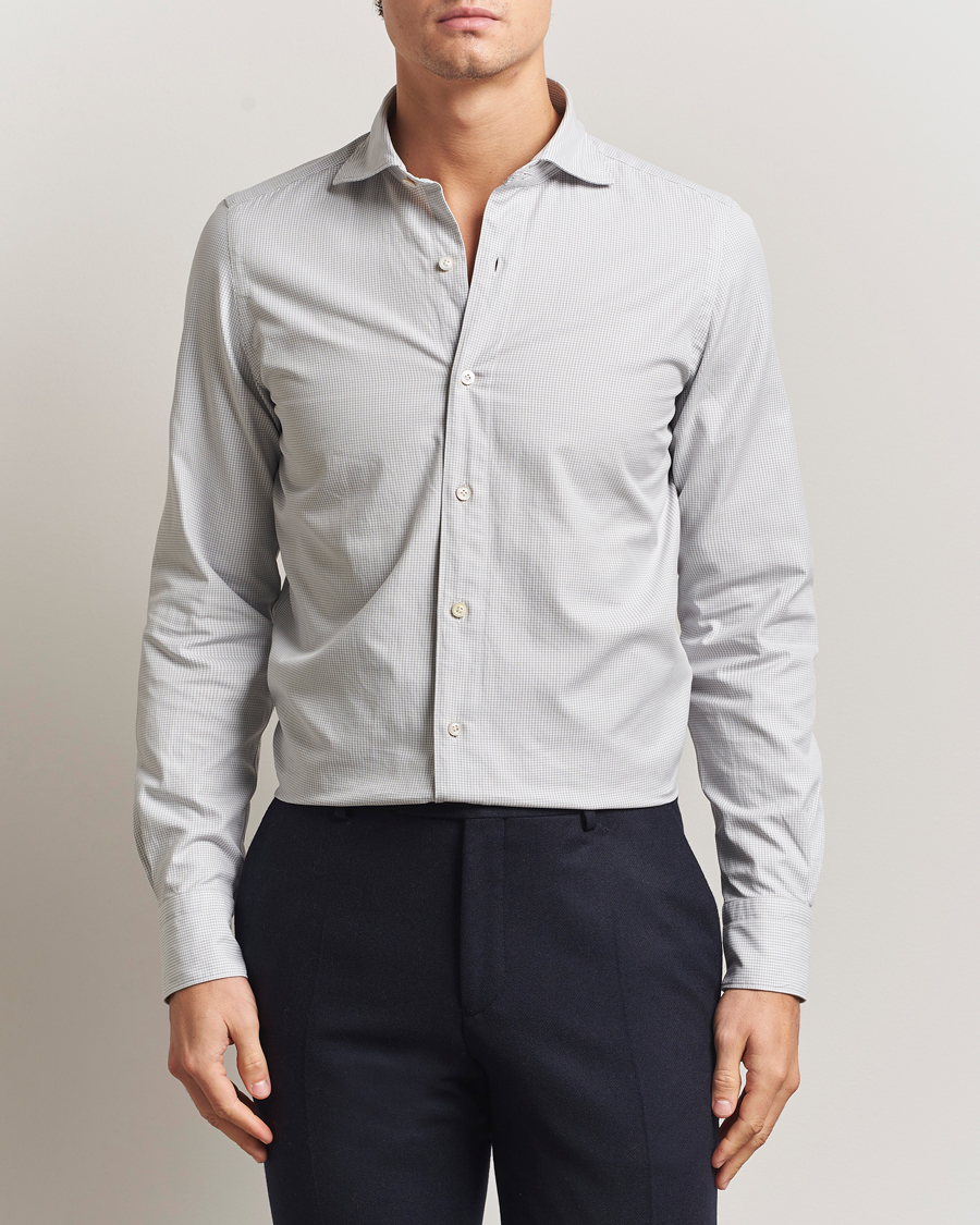 Herre | Skjorter | Finamore Napoli | Gaeta Flannel Sport Shirt Light Grey