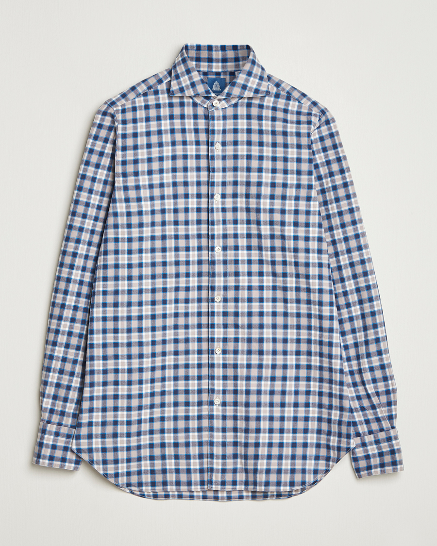 Herre | Skjorter | Finamore Napoli | Gaeta Flannel Sport Shirt Navy Check