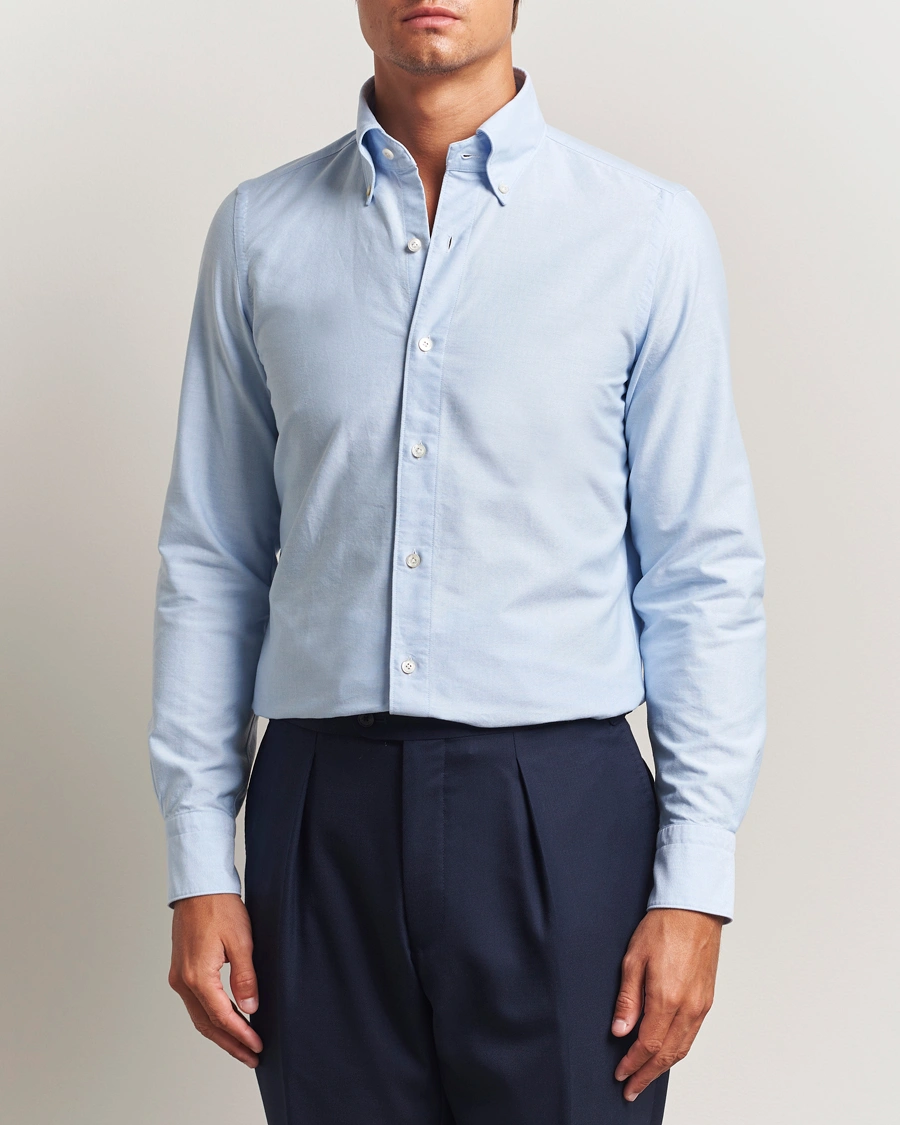 Herre | Skjorter | Finamore Napoli | Gaeta Oxford Button Down Shirt Light Blue