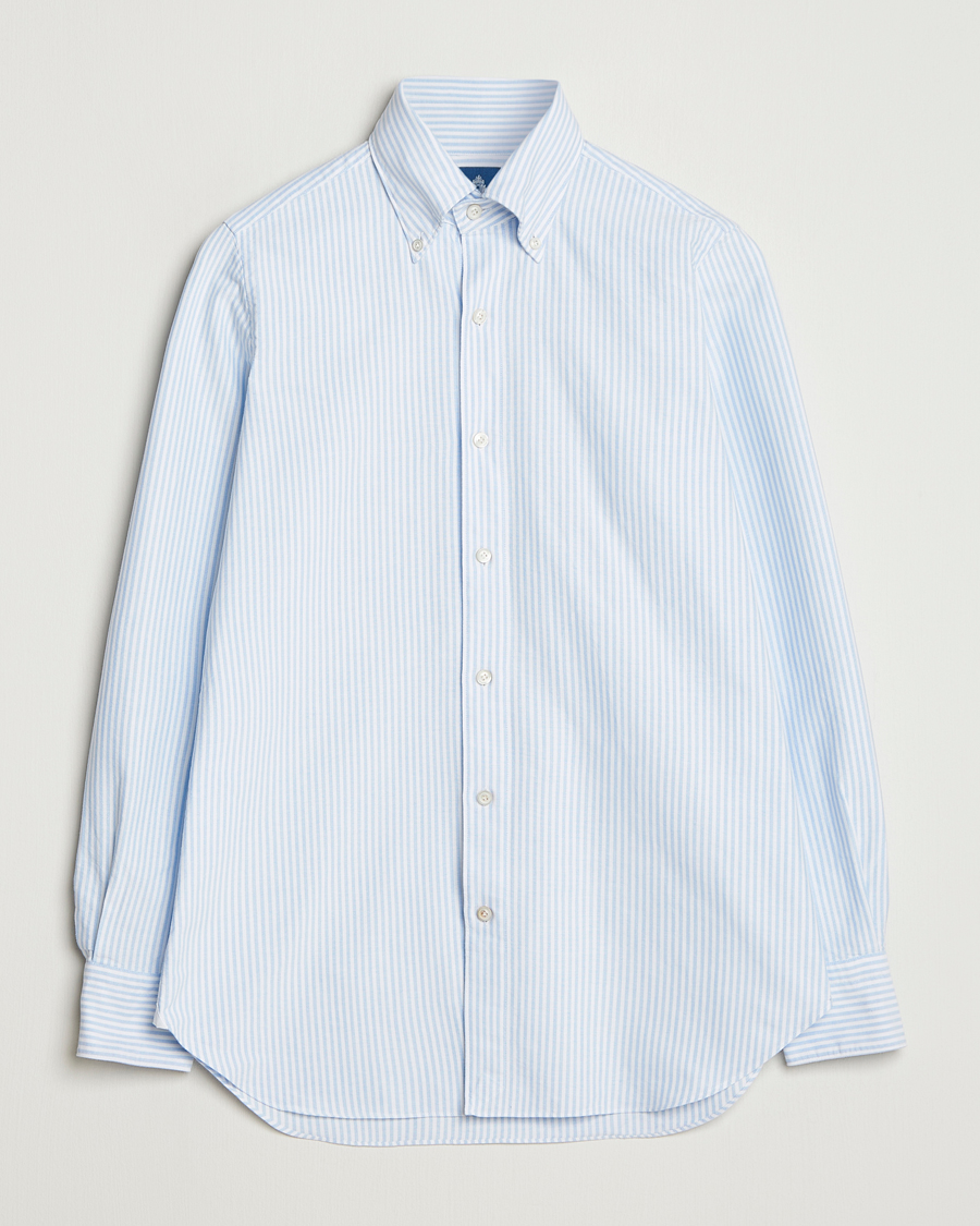 Herre | Skjorter | Finamore Napoli | Gaeta Oxford Button Down Shirt Light Blue Stripe