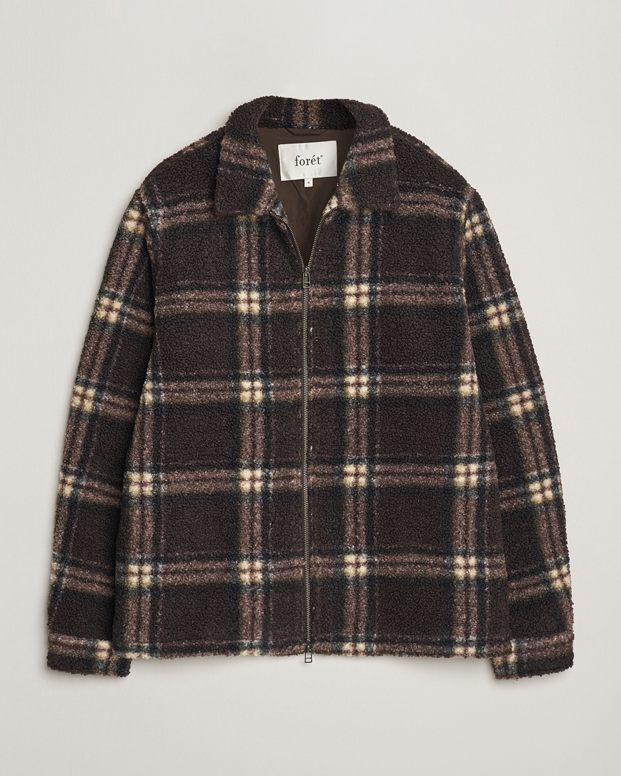 Herre | Trøjer | Forét | Cabin Check Zip Fleece Brown