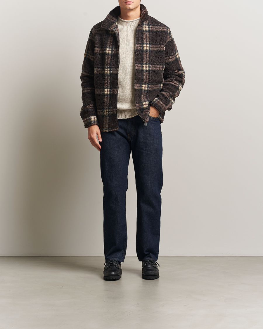 Herre | Trøjer | Forét | Cabin Check Zip Fleece Brown