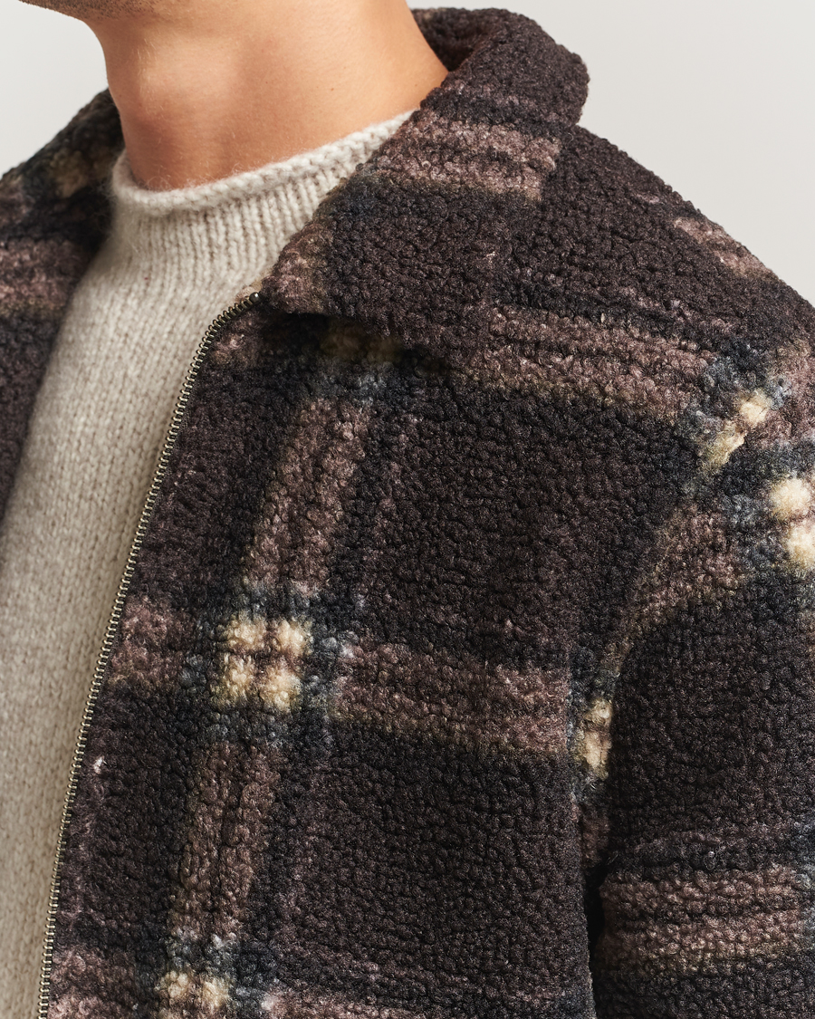 Herre | Trøjer | Forét | Cabin Check Zip Fleece Brown