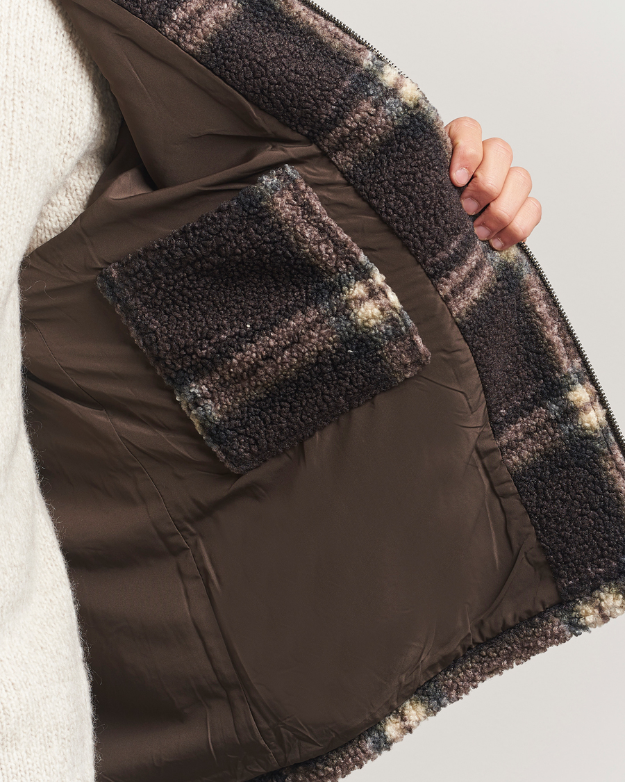 Herre | Trøjer | Forét | Cabin Check Zip Fleece Brown