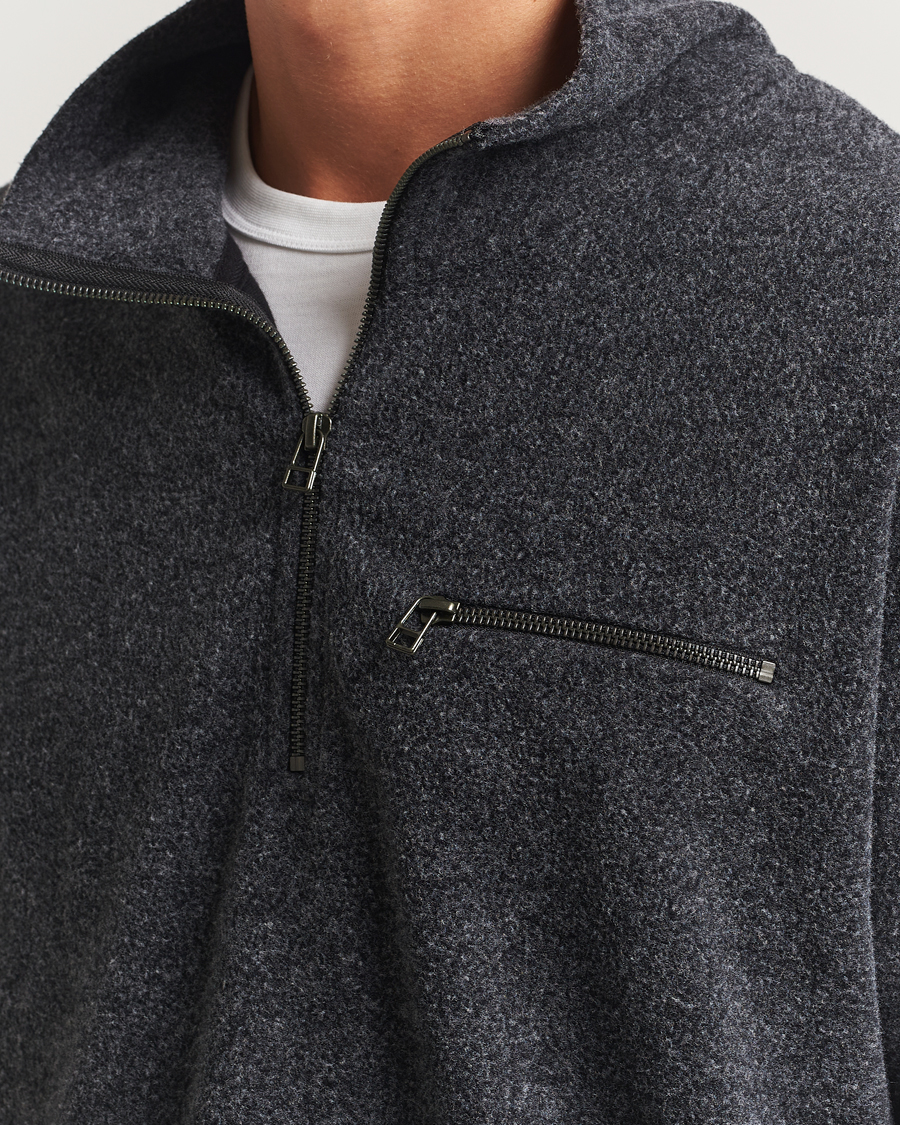 Herre | Trøjer | Forét | Elm Half Zip Sweatshirt Dark Grey Melange