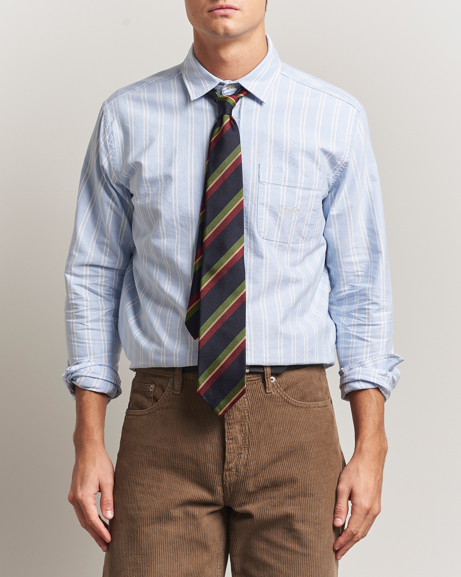Herre | Skjorter | Forét | Juno Embroidered Oxford Shirt Light Blue Stripe