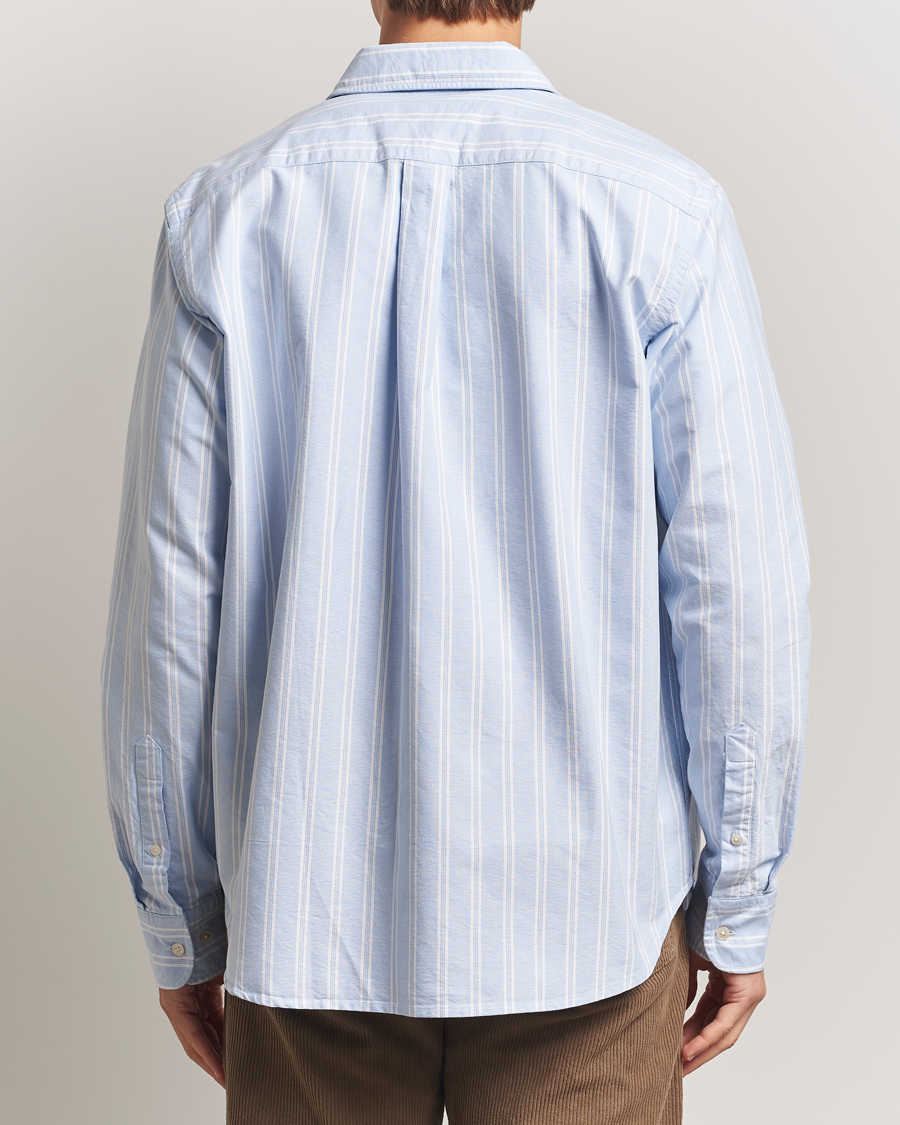 Herre | Skjorter | Forét | Juno Embroidered Oxford Shirt Light Blue Stripe