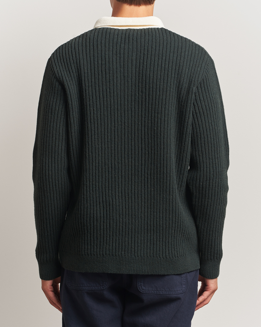 Herre | Trøjer | Forét | Sow Rib Polo Knit Dark Green