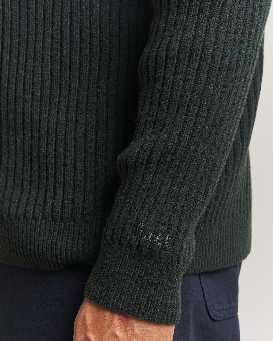 Herre | Trøjer | Forét | Sow Rib Polo Knit Dark Green
