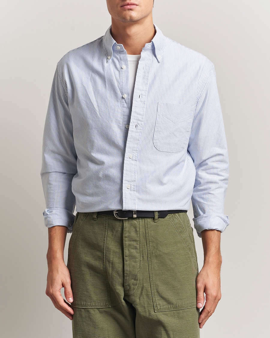 Herre | Skjorter | Gitman Vintage | Oxford Button Down Shirt Light Blue Stripe