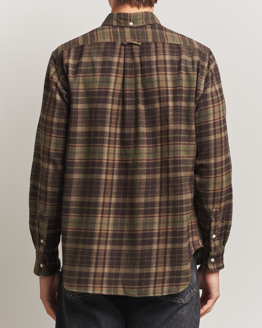 Herre | Skjorter | Gitman Vintage | Brushed Winter Madras Button Down Shirt Brown/Olive