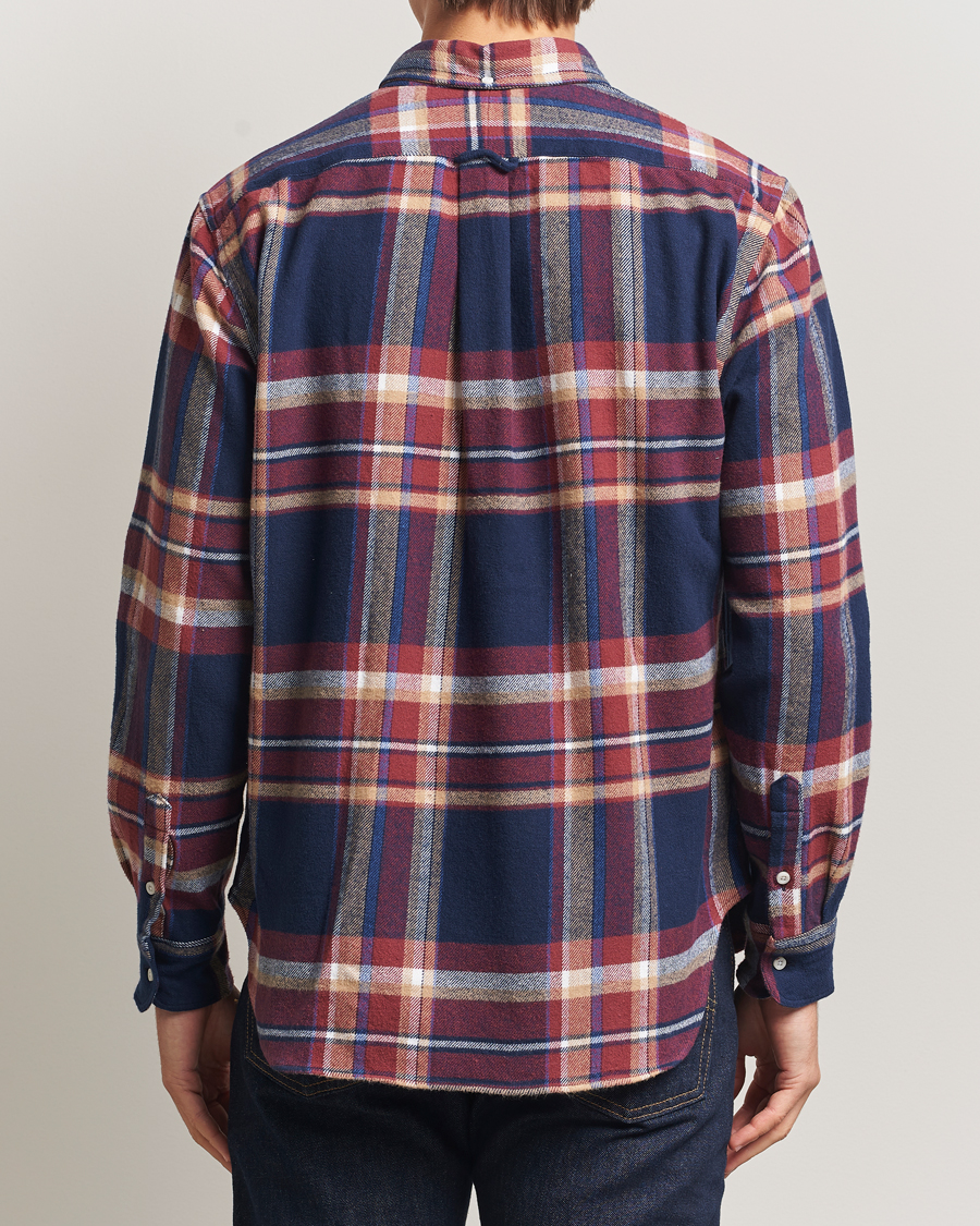 Herre | Skjorter | Gitman Vintage | Brushed Winter Madras Button Down Shirt Rose/Navy