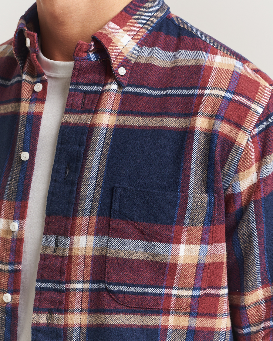 Herre | Skjorter | Gitman Vintage | Brushed Winter Madras Button Down Shirt Rose/Navy