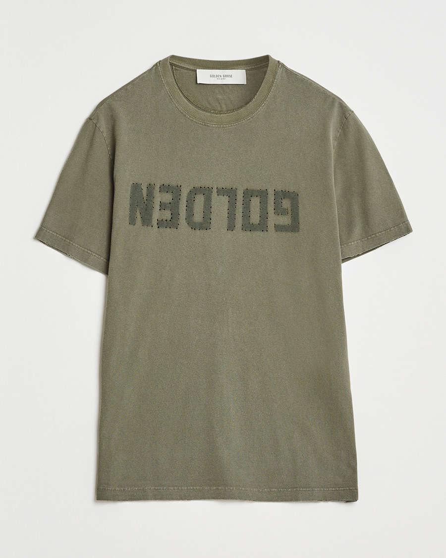 Herre | T-Shirts | Golden Goose | Cotton Logo T-Shirt Dusty Olive