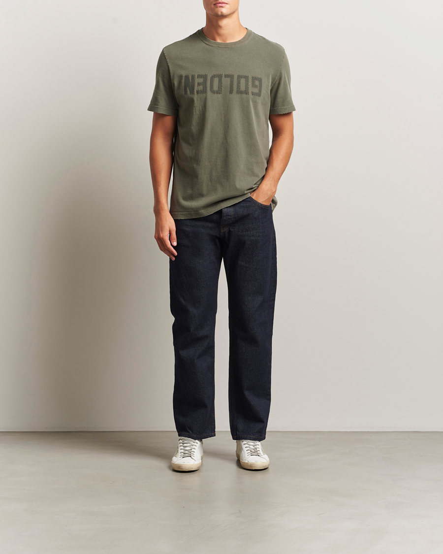 Herre | T-Shirts | Golden Goose | Cotton Logo T-Shirt Dusty Olive