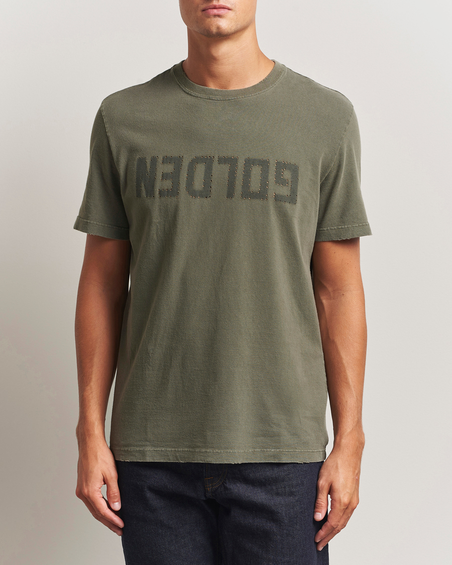 Herre | T-Shirts | Golden Goose | Cotton Logo T-Shirt Dusty Olive