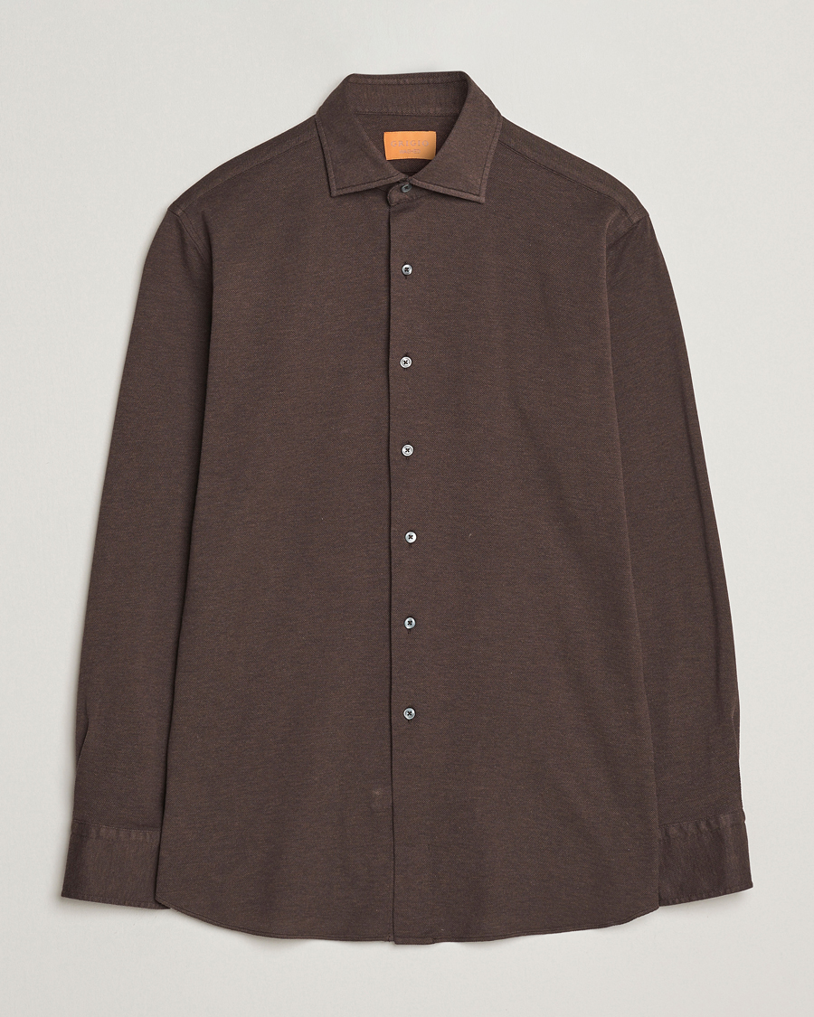 Herre | Skjorter | Grigio | Cotton Jersey Shirt Dark Brown