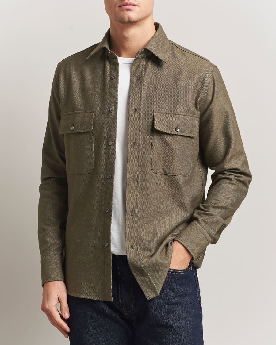 Herre | Skjorter | Grigio | Heavy Twill Overshirt Military