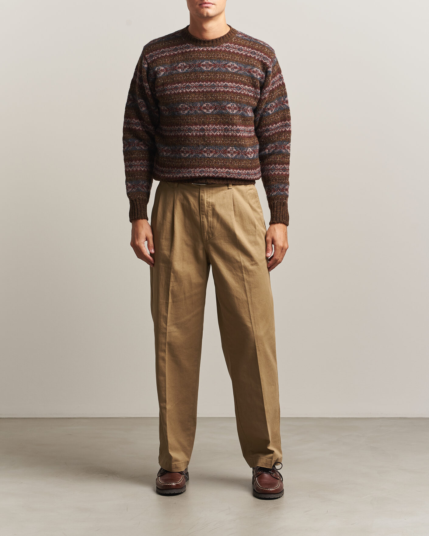 Herre | Trøjer | Jamieson's of Shetland | Jamiesons Of Shetland All Over Fair Isle Pullover Crew Neck Moss Green