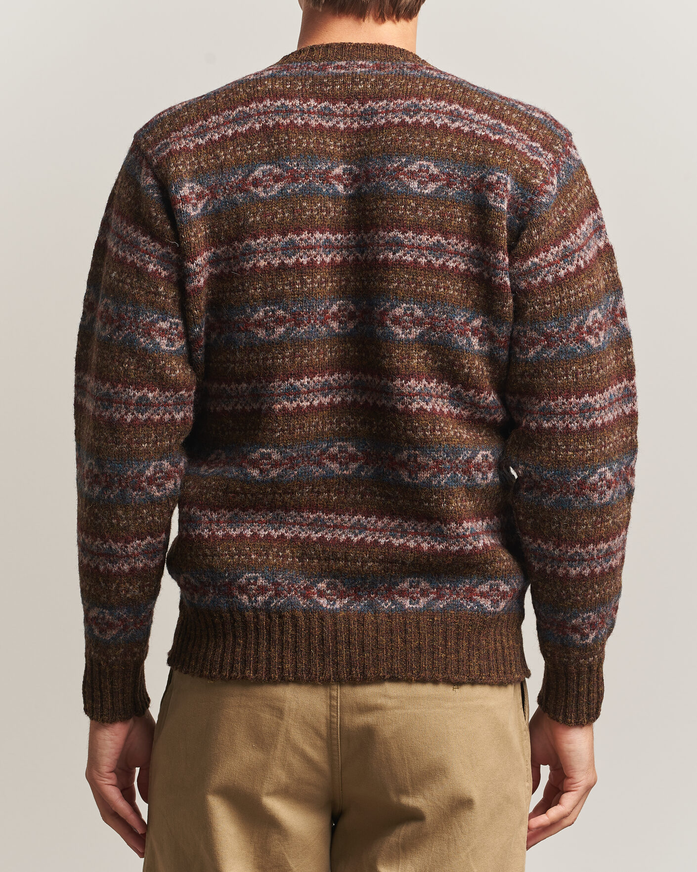 Herre | Trøjer | Jamieson's of Shetland | Jamiesons Of Shetland All Over Fair Isle Pullover Crew Neck Moss Green