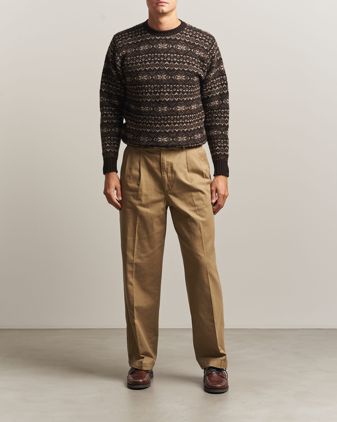 Herre | Trøjer | Jamieson's of Shetland | Jamiesons Of Shetland All Over Fair Isle Pullover Crew Neck Dark Brown