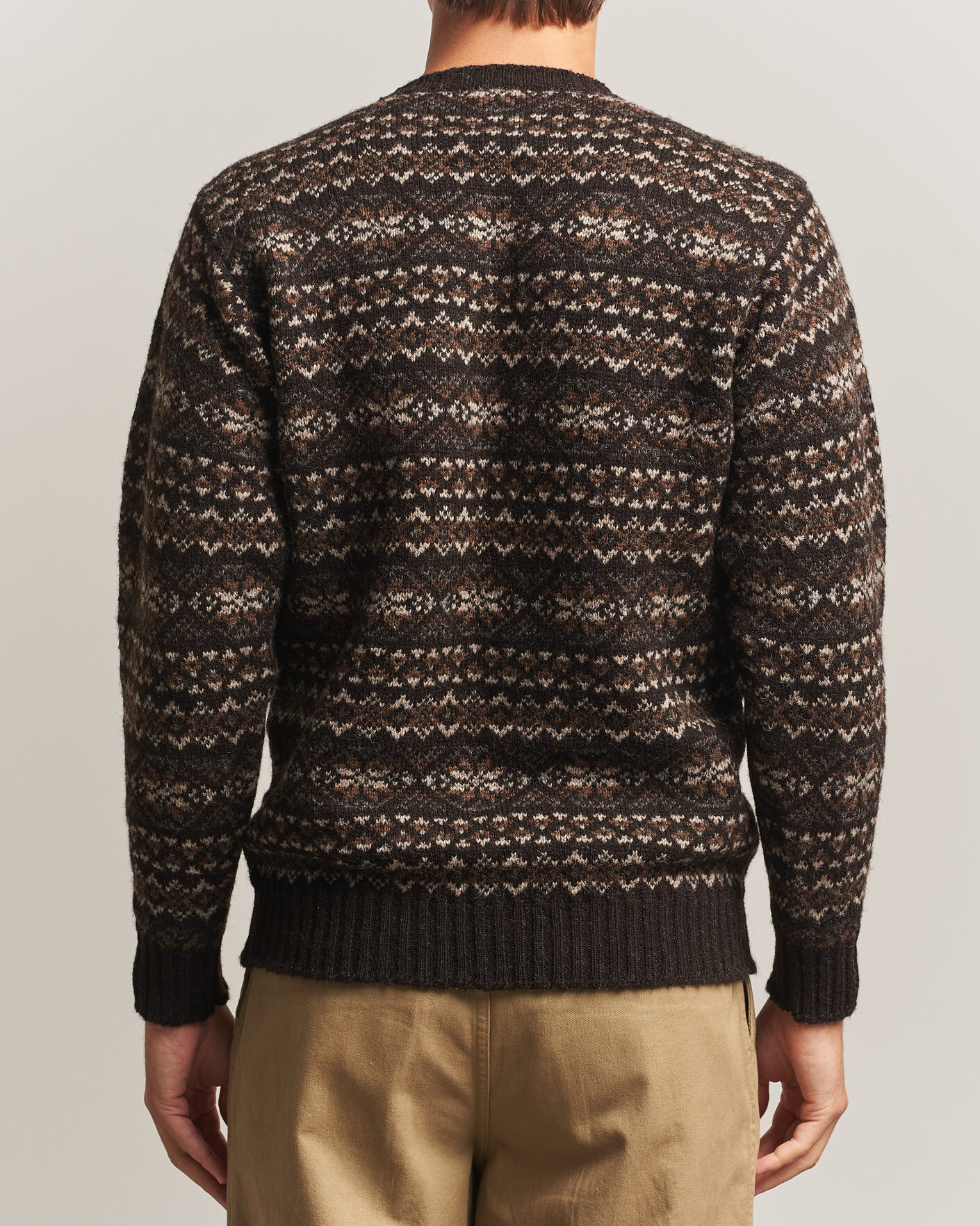 Herre | Trøjer | Jamieson's of Shetland | Jamiesons Of Shetland All Over Fair Isle Pullover Crew Neck Dark Brown